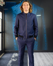 Load image into Gallery viewer, Navy Jacquard Bomber Suit
