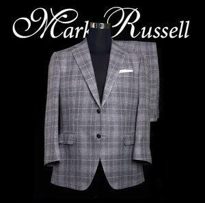 Gray Windowpane Silk Linen Suit
