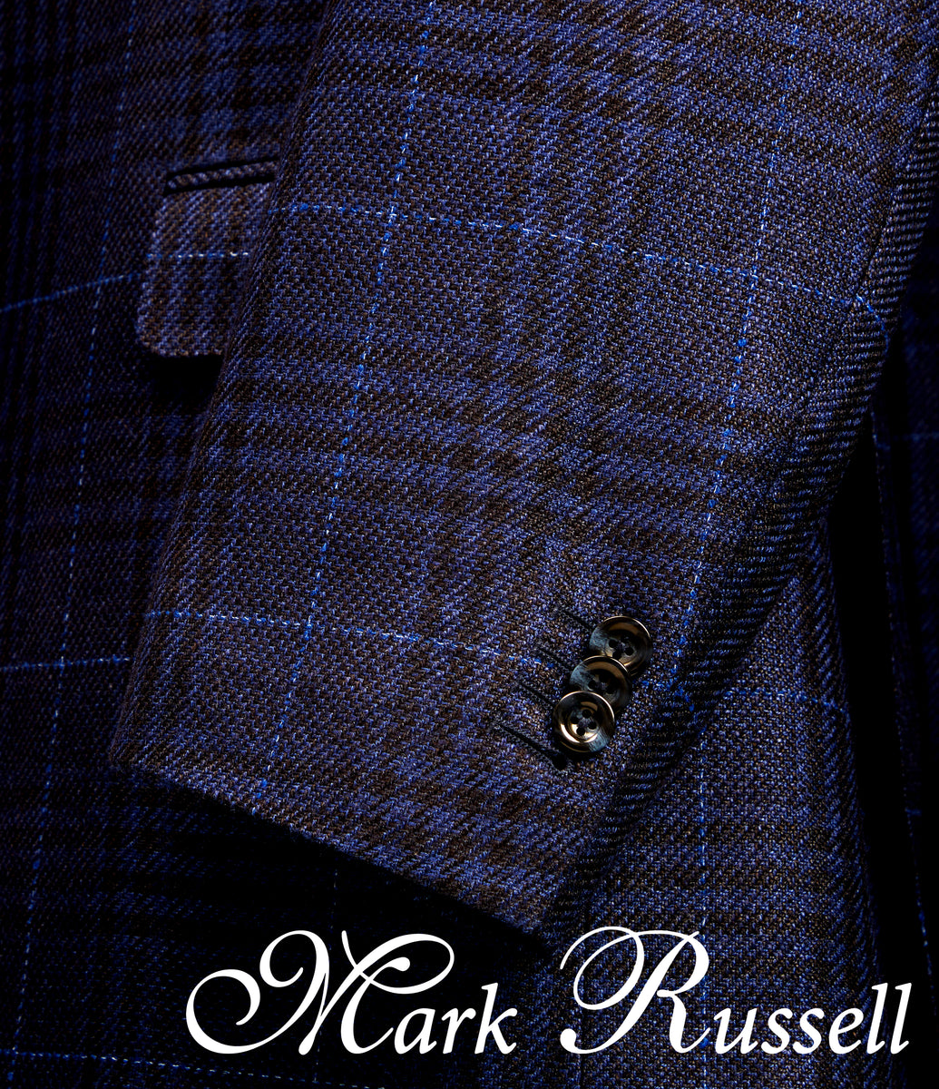 Navy Windowpane Silk Linen Blend Suit – Mark Russell Custom Clothing
