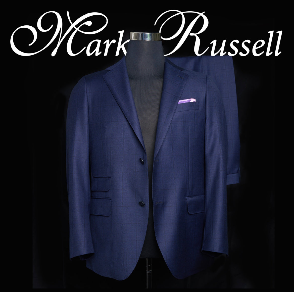 Navy Windowpane Suit – Mark Russell Custom Clothing