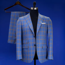 Load image into Gallery viewer, Blue with Gold Windowpane Suit
