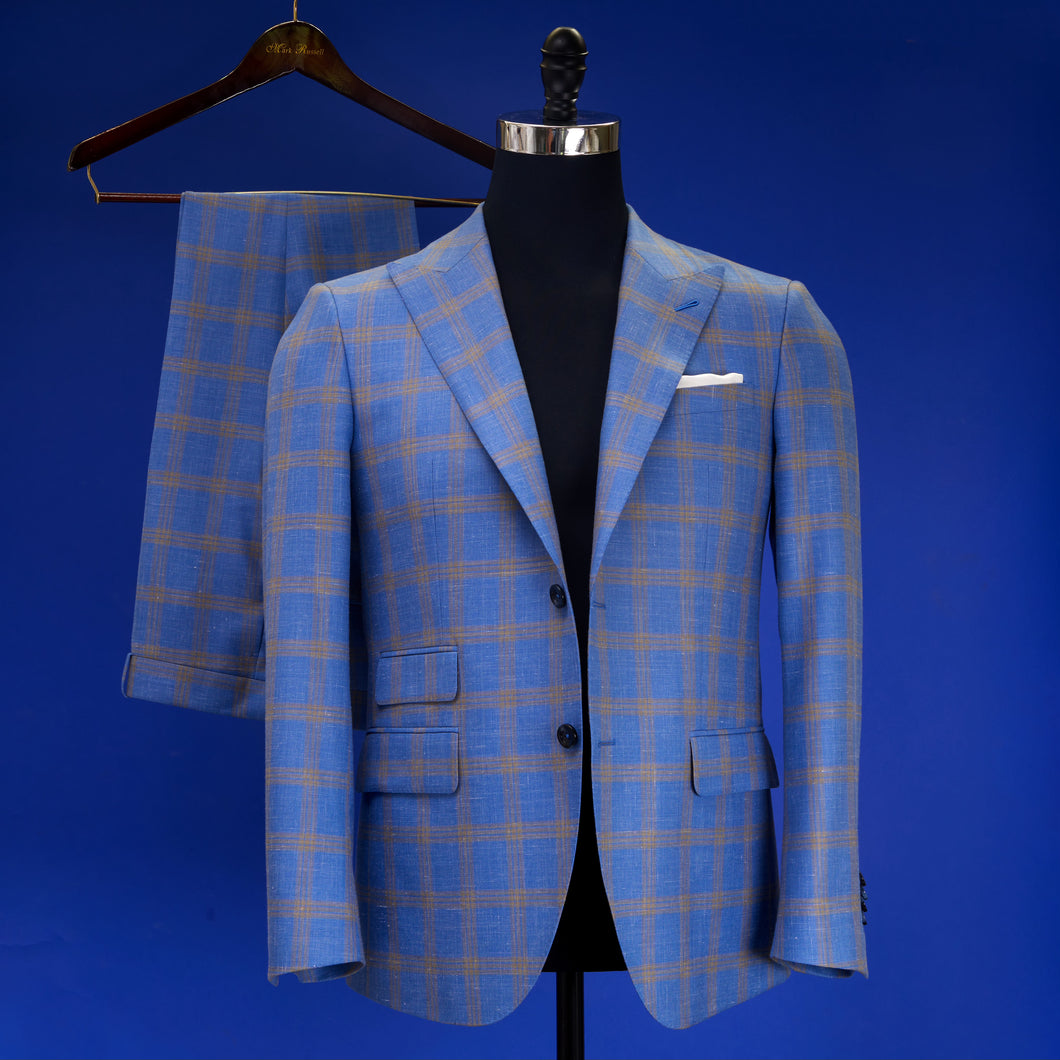 Blue with Gold Windowpane Suit